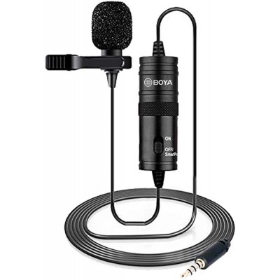 19 Feet Lavalier Microphone for Canon iPhone Podcast, Omnidirectional Condenser Recording Mic for Nikon Sony iPhone 8 8 plus 7 6 6s Plus DSLR Camcorder Audio Recorder Youtube Interview Video