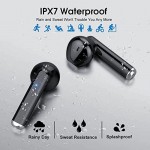 Wireless Earbuds, Bluetooth 5.3 Headphones with 4-Mics Clear Call and ENC Noise Cancelling, Bluetooth Earbuds Touch Control Stereo Sound with LED Display, IP7 Waterproof Running Headphones for Workout