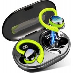 Wireless Earbud, Sport Bluetooth 5.3 Earbud with Earhooks Wireless Earphones in-Ear with Immersive Sound, Bluetooth Headphones IP7 Waterproof, Noise Cancelling, Dual LED Display, 48H Playtime, Green