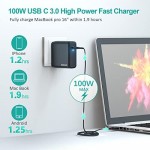 100W USB C Charger [GaN Tech & USB-IF Certified], PD 3.0 Adapter with Foldable Plug, Fast Wall Charger Compatible with MacBook Air/Pro, iPad Air/Pro, iPhone and More (Not Support MagSafe 3).